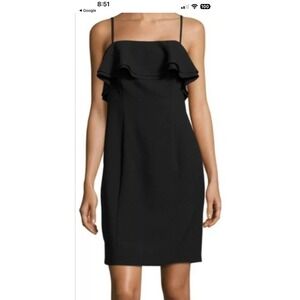Karl Lagerfeld Paris‎ Black Ruffle Sheath Dress Cocktail Party Mini Size 8 NWT